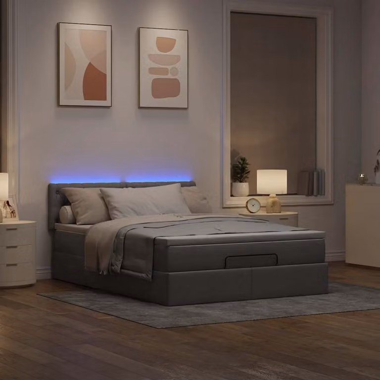 Maison Exclusive - Letto ottomano con materasso e LED Taupe 140x200 cm Tessuto