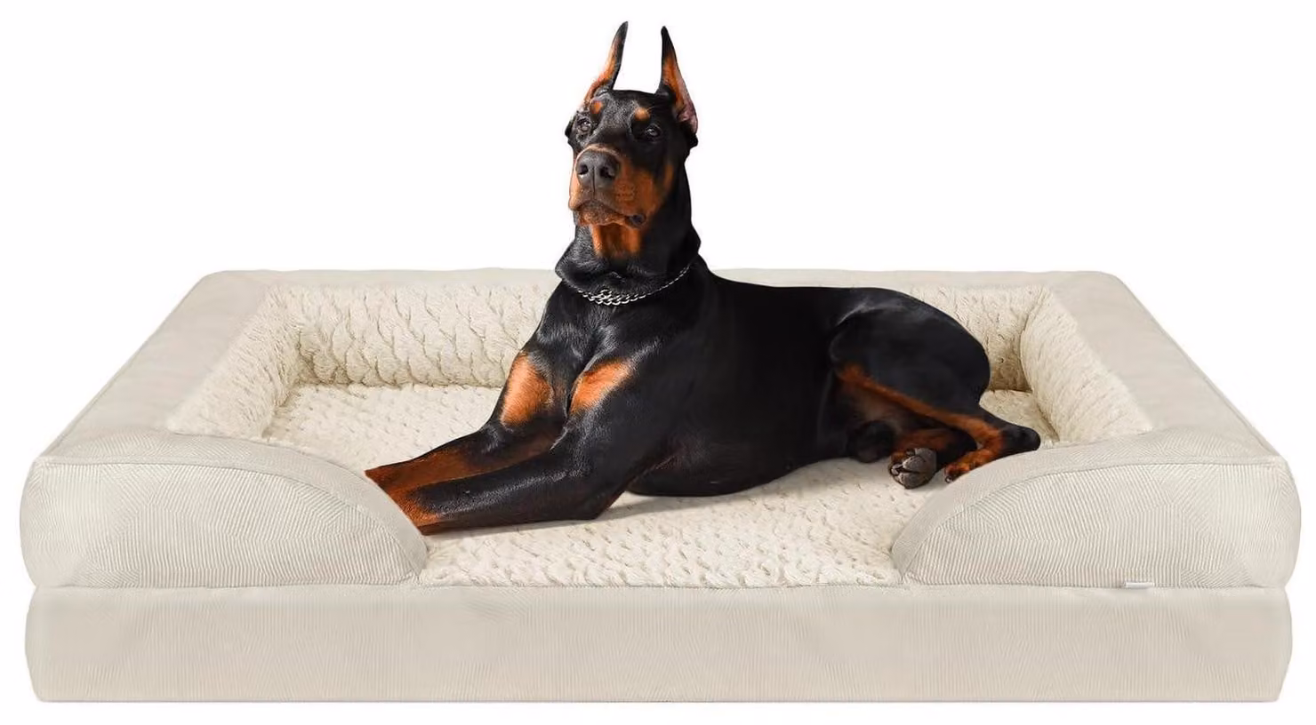 Cuccia ortopedica per cani, colore beige, dimensioni 122x89x17 cm