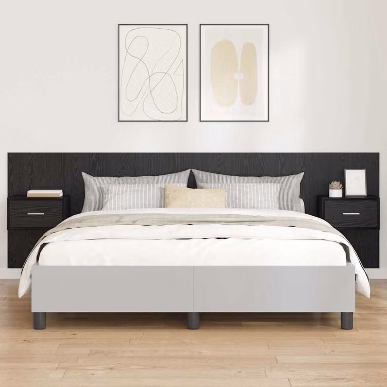 Set di 3 pezzi Testata con Comodini Integrati vidaXL in Legno Ingegnerizzato Rovere e Nero Opaco