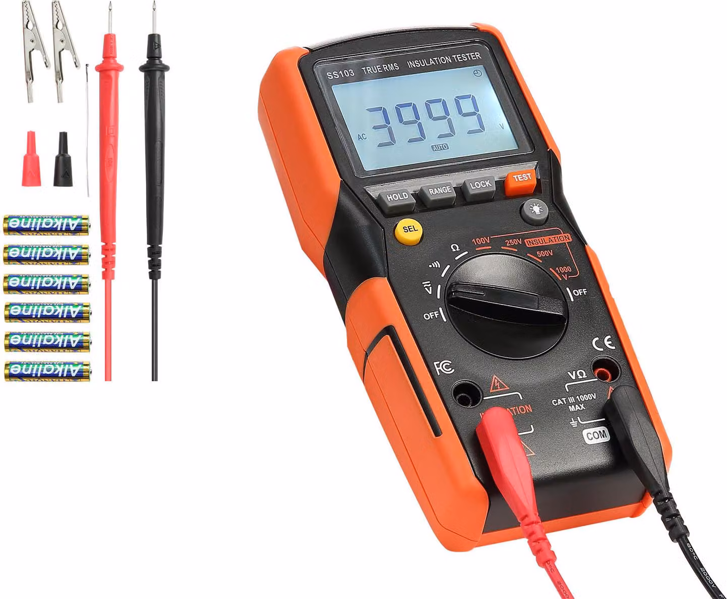 SucceBuy multimetro digitale, voltmetro ohmmetro TRMS a 4000 conteggi, tester di tensione 1000 V AC/DC con intervallo automatico o manuale selezionabile per misure di tensione, resistenza e continuità