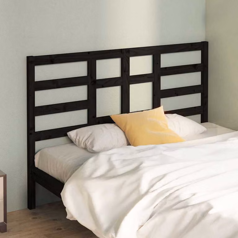 Testiera per letto vidaXL in legno massello di pino nero, stile rustico, L: 156 cm, P: 4 cm, H: 104 cm
