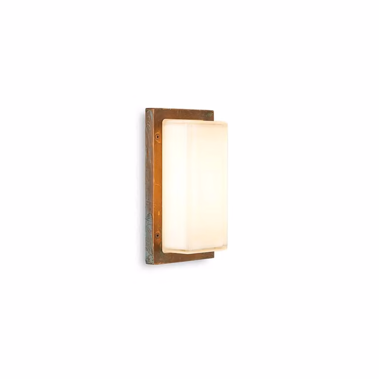 Moretti Luce Applique esterni Ice Cubic 3410, ottone anticato Cubic, dimmerabile, Bronzo / Ottone antico, Ottone