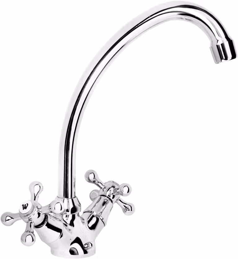 Miscelatore per lavabo in stile vintage – cromato, con bocchetta alta e girevole