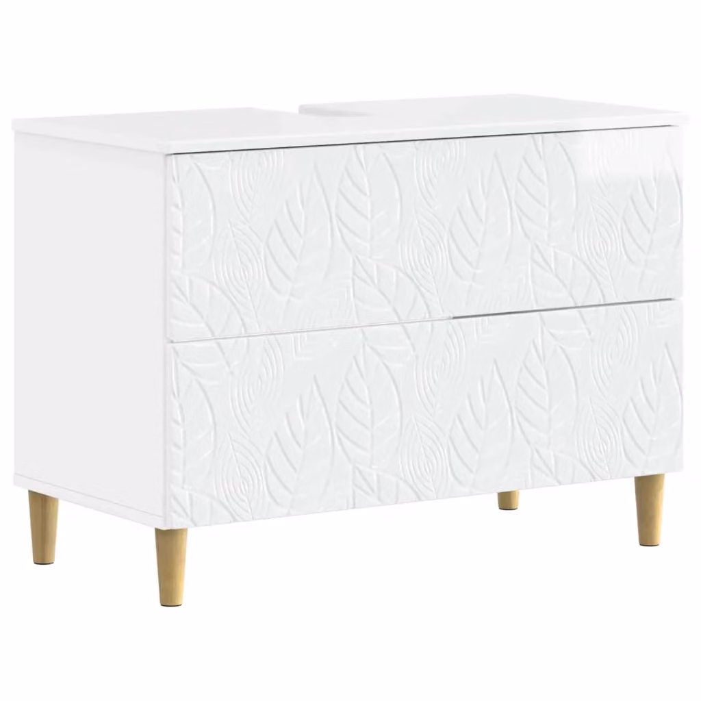 Armadio per lavabo da bagno vidaXL moderno bianco lucido L 82 cm, P 41 cm, H 59 cm – 2