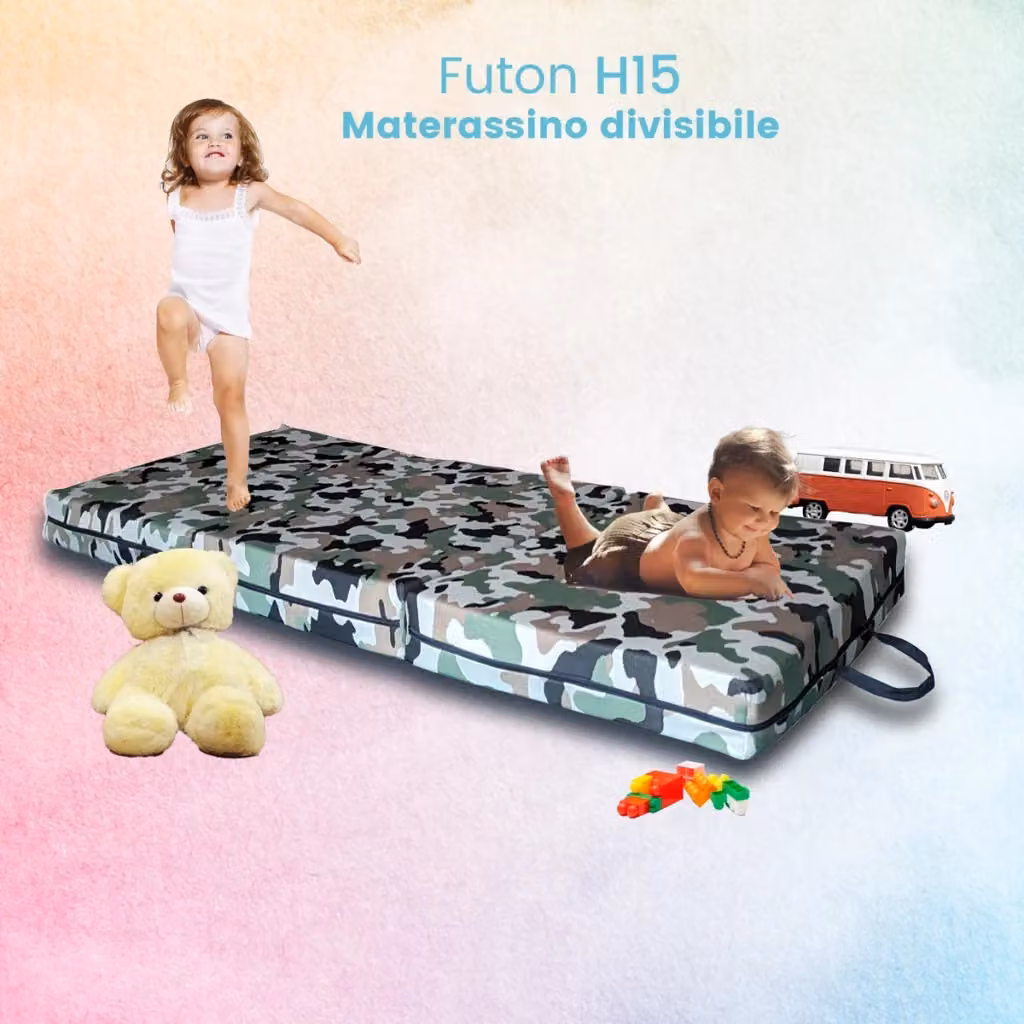 Materasso pieghevole futon Geemma con rivestimento sfoderabile multicolore L: 200 cm, P: 120 cm, H: 15 cm – 2