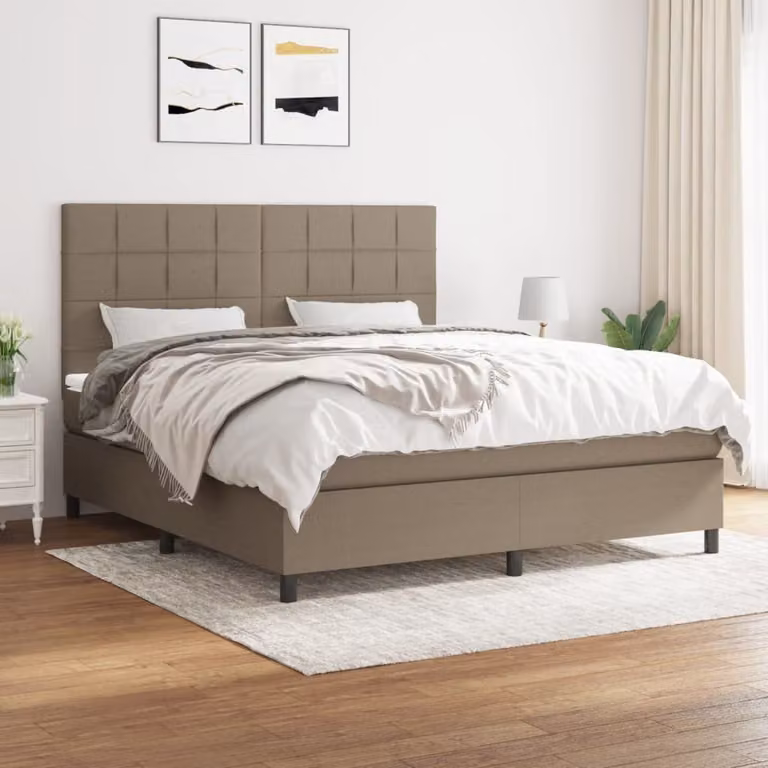 Maison Exclusive - Giroletto a Molle con Materasso Tortora 160x200 cm in Tessuto