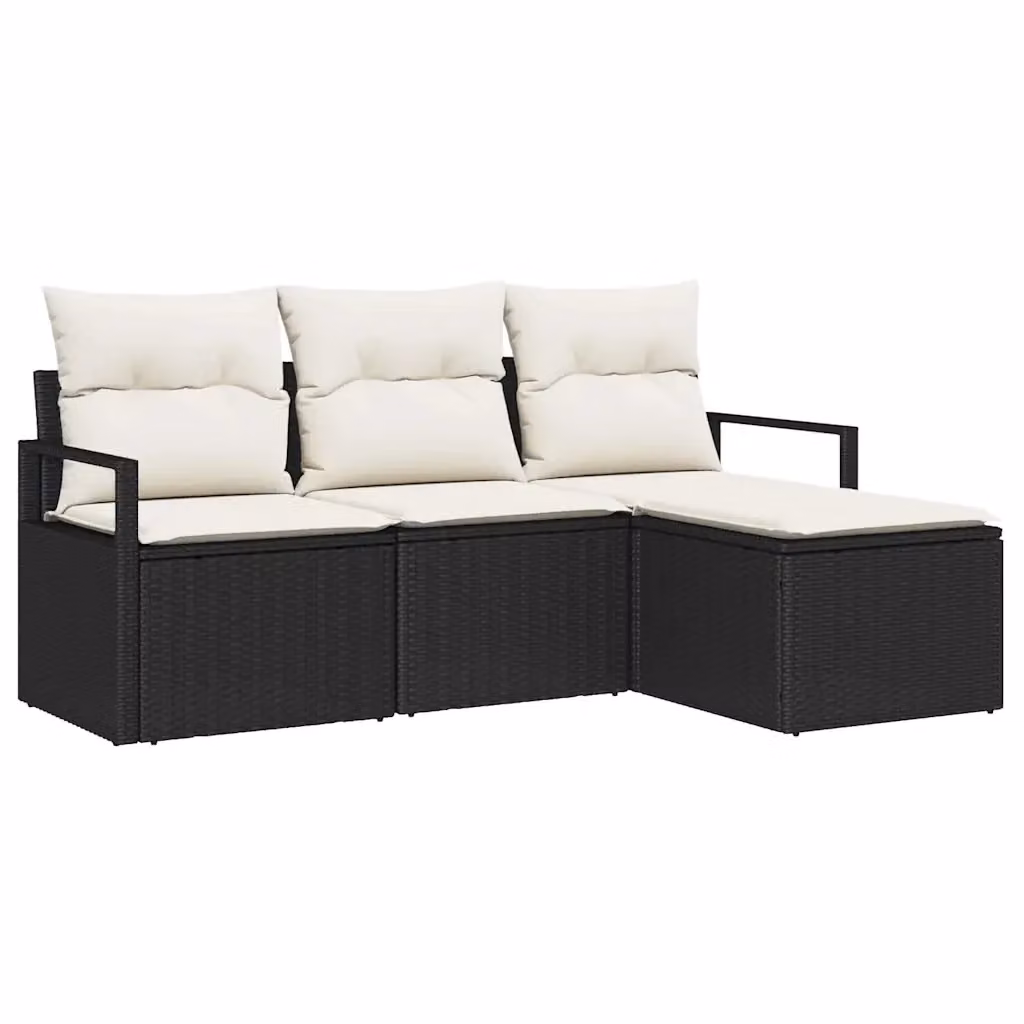 Set di divani da giardino vidaXL a forma di L con cuscini beige e struttura in metallo nero – 2