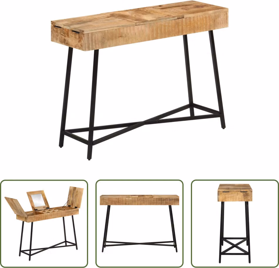 The Living Store Comò 105x35x75 cm Legno massiccio grezzo di mango e ferro