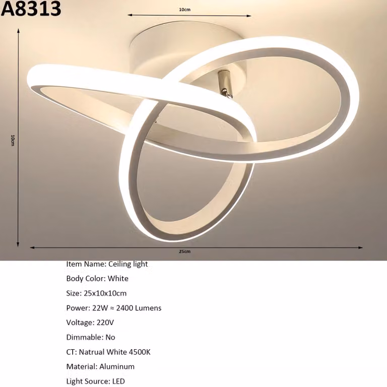 Pannello LED per soffitto - Modello A8313 - 22 W - Luce bianca fredda 6500 K - Alluminio - 220 V - Non dimmerabile - Argento