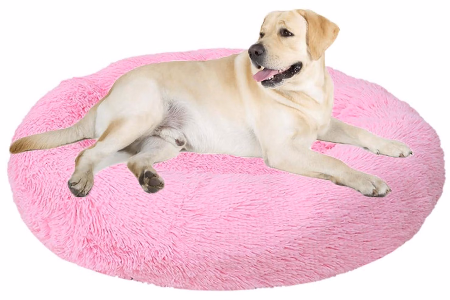 Cuccia per cani, cuccia per gatti, forma a ciambella, rotonda, diametro 60 cm, morbida, lavabile, rosa