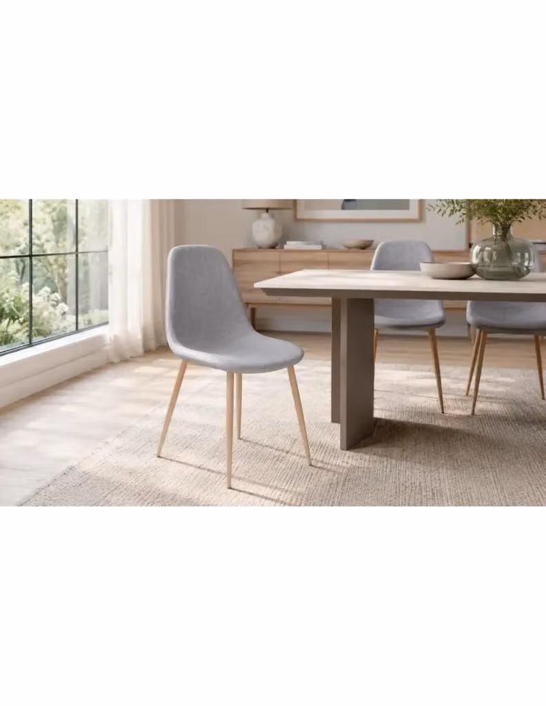 Set di 4 sedie in tessuto grigio chiaro con gambe in metallo Meublorama Collezione NORDICA L/P/H: 45 x 54 x 87 cm, altezza seduta: 49 cm – 2