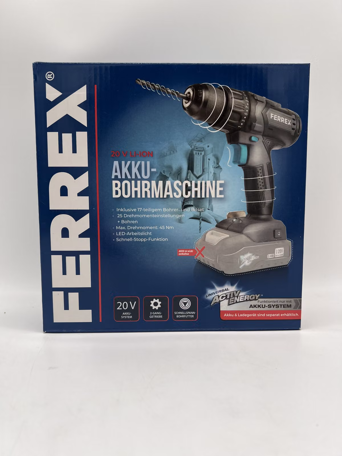 Trapano a batteria Ferrex da 20 V, senza batteria né caricabatterie