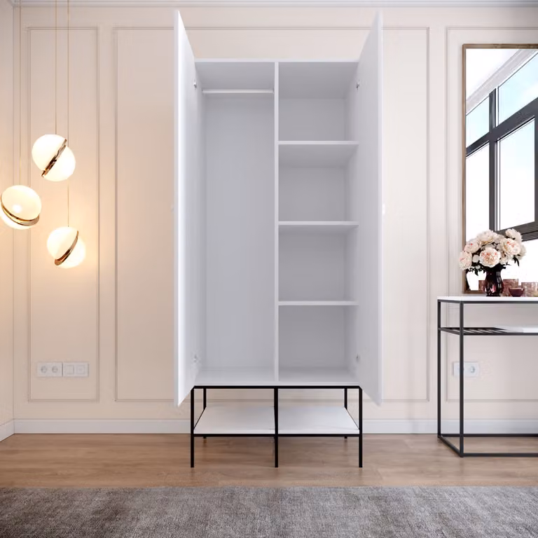 Skye Decor, Martin 2 - Bianco, armadio, bianco, 100% pannelli truciolari rivestiti in melamina, 84 x 50 x 200 cm
