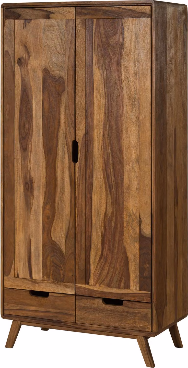 MASSIVMOEBEL24 | Armadio in legno di Sheesham 90x45x180 laccato-sabbiato naturale MALMÖ 2 #200