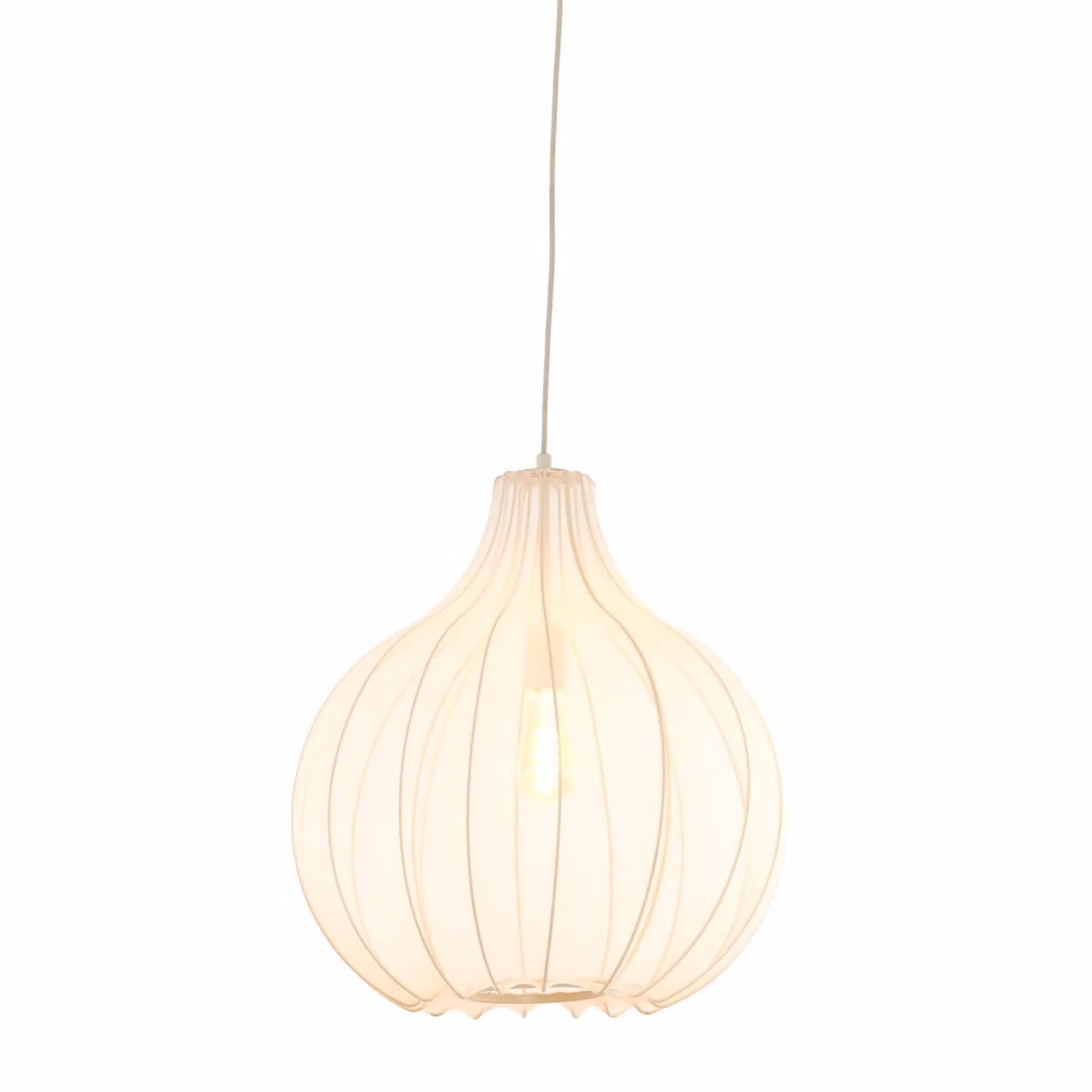 Lampada a sospensione - beige bianco - Elati - tessile - Ø 50cm - E27 - 2976827 - Light & Living