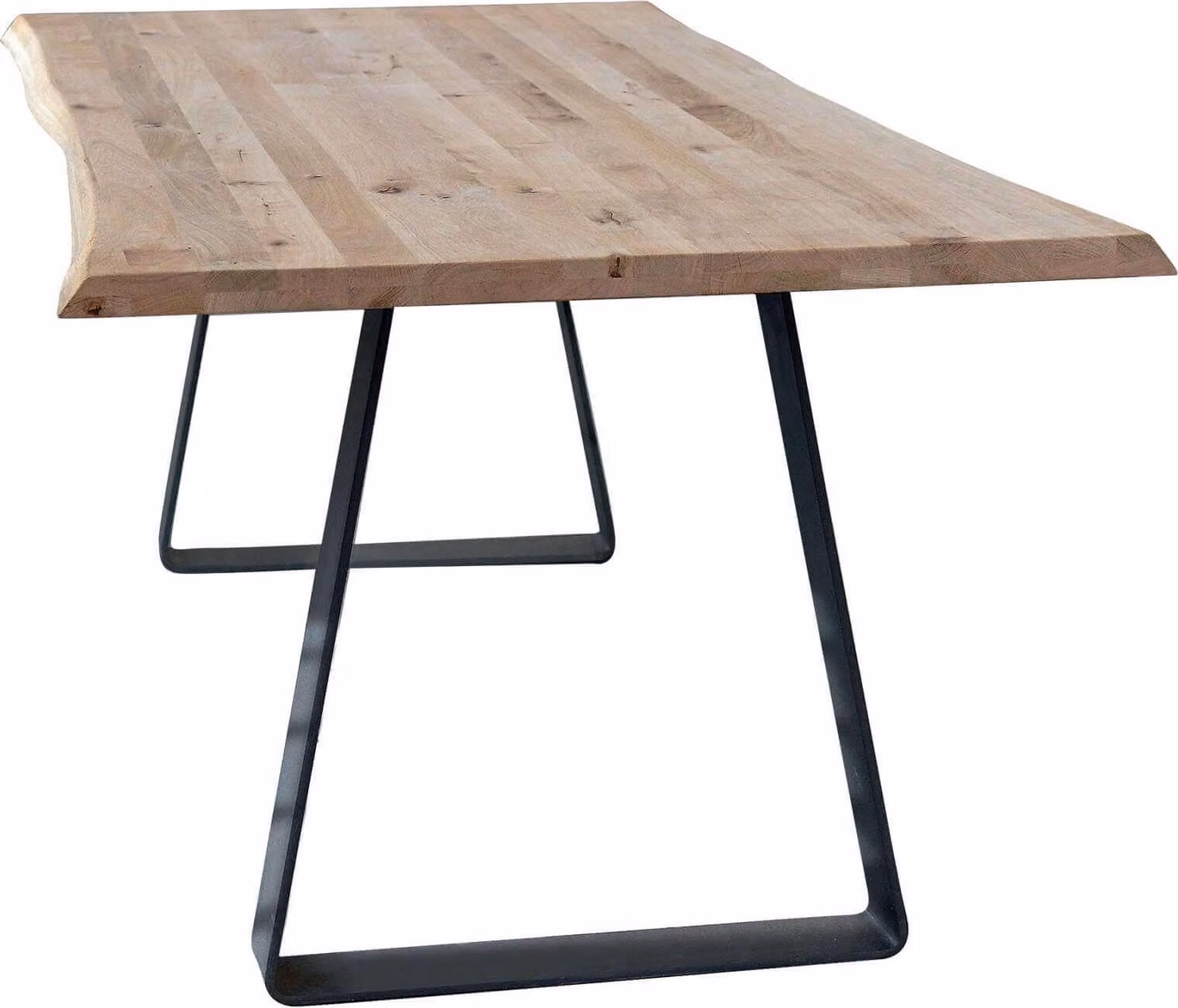 Milani Home - tavolo da pranzo fisso 250 x 100 cm, piano in legno naturale, struttura nera in acciaio