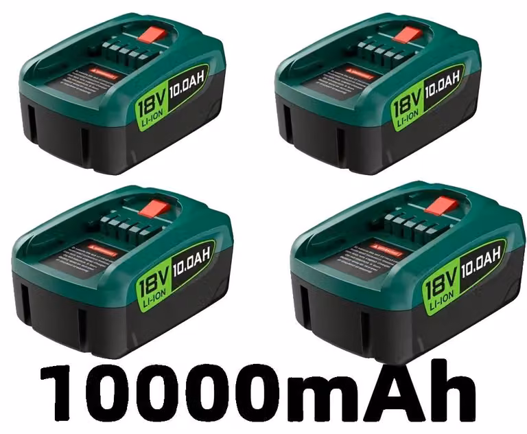 Batterie agli ioni di litio, capacità di 10000 mAh, compatibili con utensili elettrici, confezione da 4 batterie da 10,0 Ah, 18 V