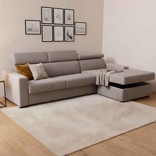 Divano Letto Alibella Talamo Italia con Penisola Sfoderabile, Grigio, L/P/H: 260 x 95 x 85 cm – 1