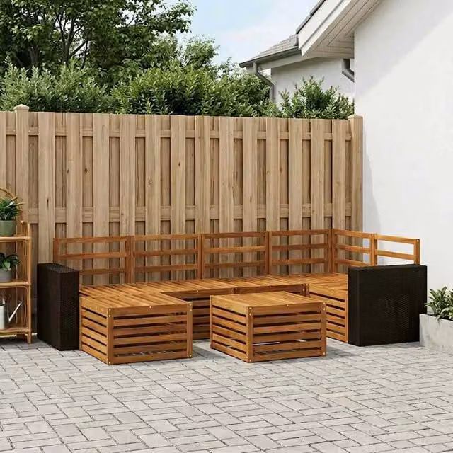 Set di divani da esterno 7 pz Naturale Poliestere 3384600