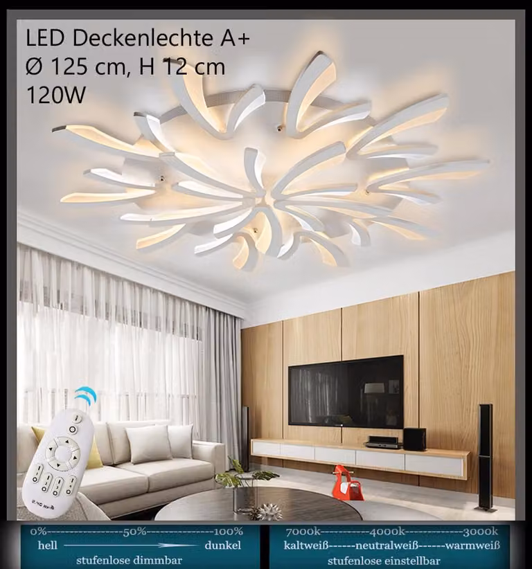 Lampada da soffitto a LED modello XW062-15, con telecomando, regolazione del colore e dell'intensità della luce, dimmerabile