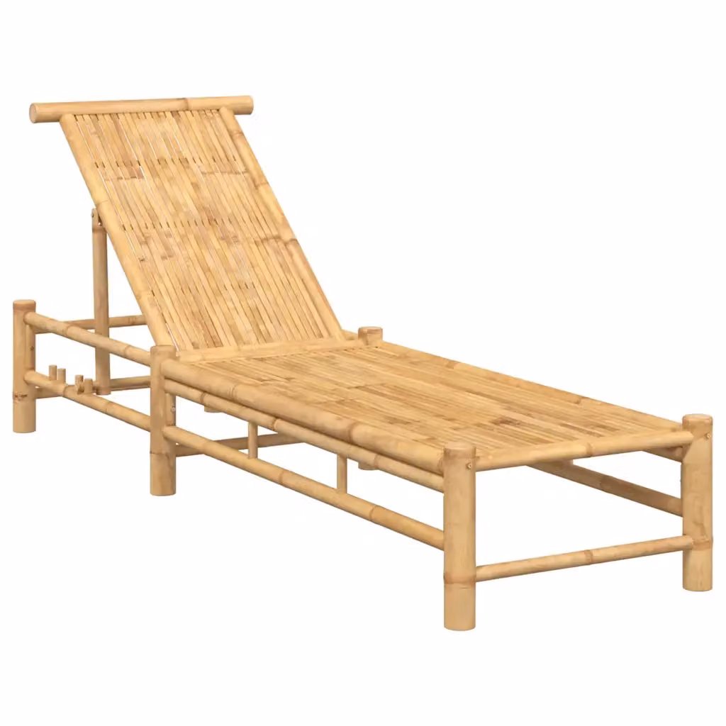 Lettino prendisole vidaXL in bambù beige con poggiatesta regolabile L: 199 cm, P: 55 cm, H: 30 cm – 2
