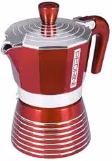 Caffettiera Pedrini Infinity in alluminio per 6 tazze, colore rosso, modello 02CF116