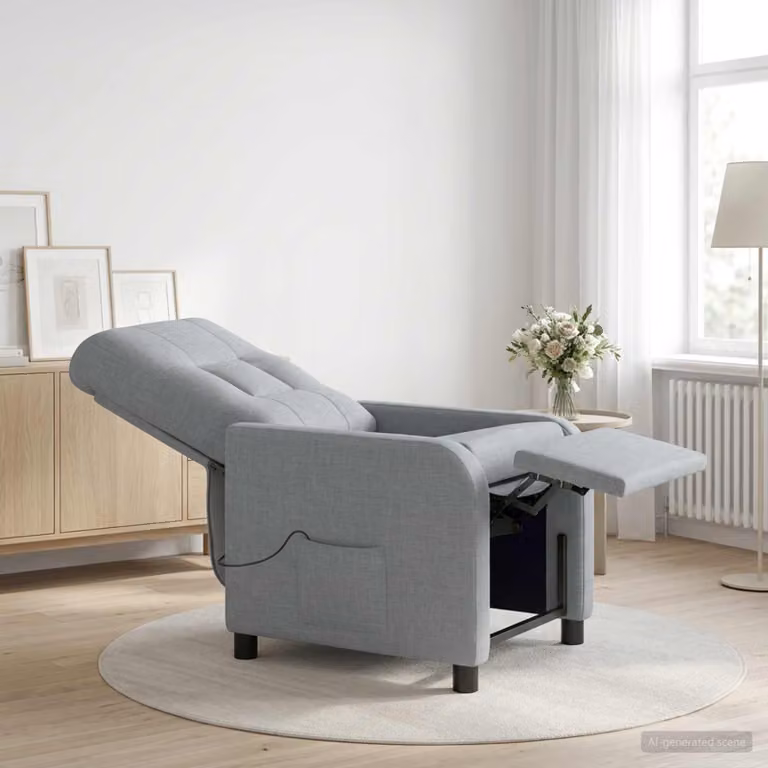 Poltrona relax reclinabile vidaXL in tessuto grigio con braccioli per soggiorno e ufficio