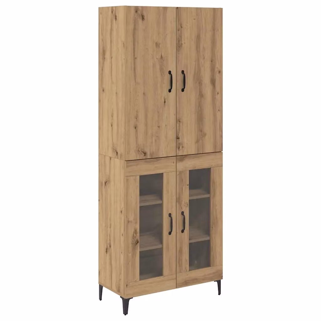 Credenza moderna vidaXL in legno e metallo color rovere, L: 69,5 cm, P: 34 cm, H: 180 cm – 2