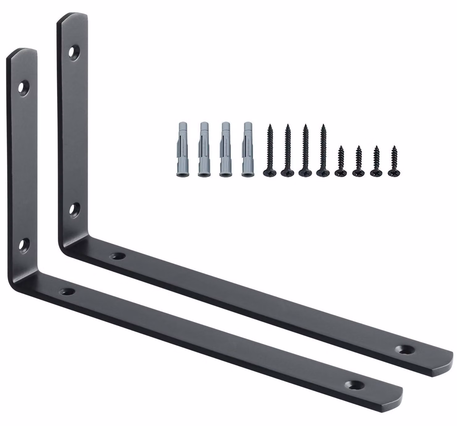 Angolo di fissaggio in acciaio inossidabile, 2 pezzi, colore nero, dimensioni 250x146 mm, finitura opaca, capacità di carico 15 kg