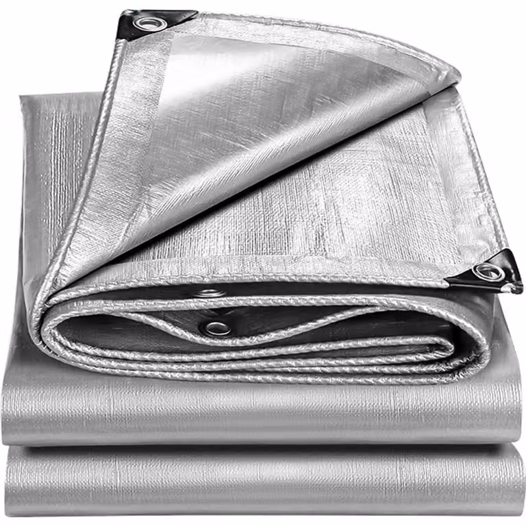 Telo protettivo impermeabile, 4x5 metri, con occhielli, 160 g/m², stabilizzato contro i raggi UV, colore argento