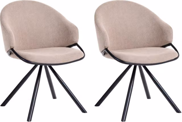 Set di 2 sedie da pranzo in stile scandinavo con rivestimento in tessuto idrorepellente per soggiorno e sala da pranzo tortora gambe nere
