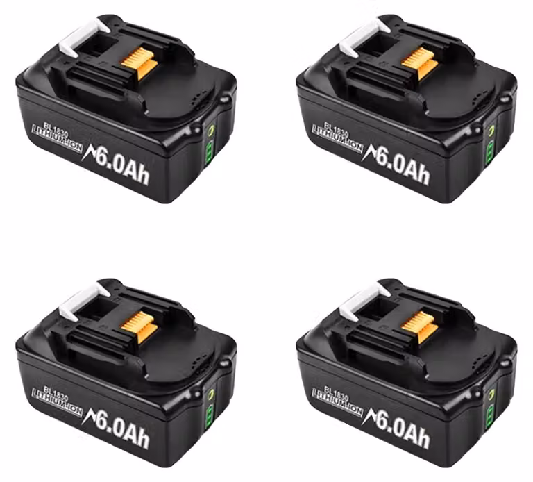 Batterie ricaricabili, 18V, capacità 6000mAh, confezione da 4