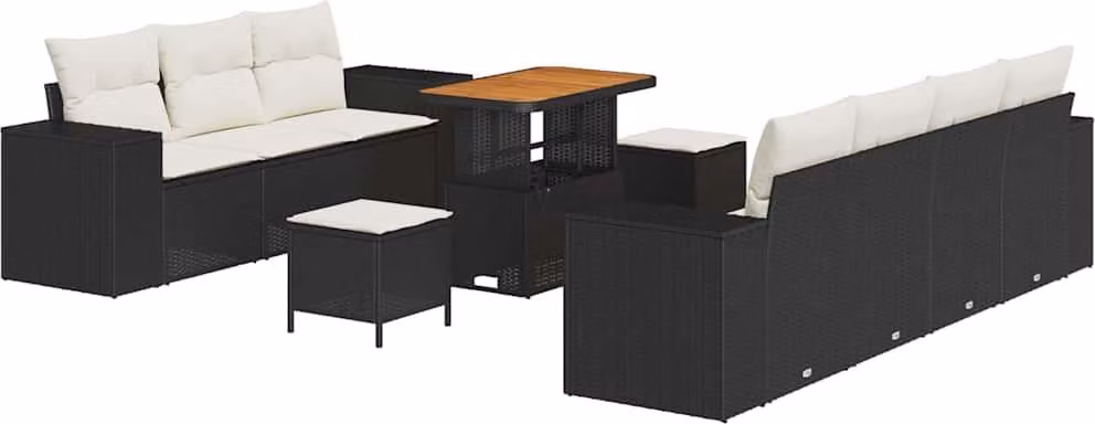 Set Divano da Giardino 10 pcs Nero polyrattan