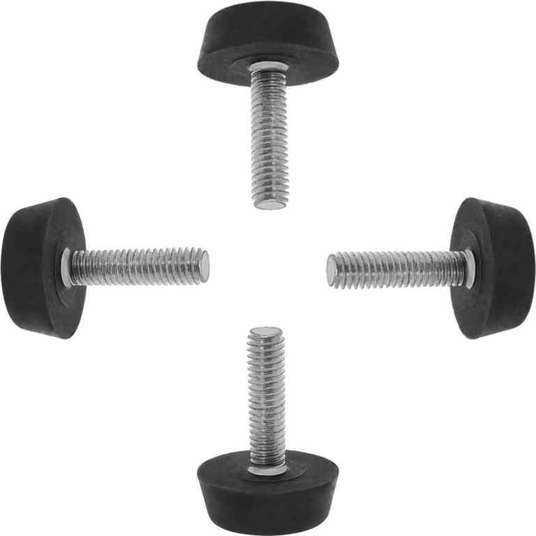 4 x piedini per mobili regolabili neri M6 | piedini di livellamento protezione pavimento | vite di regolazione | piedini per mobili girevoli - piedini filettati | vite di regolazione | viti di regolazione | Ø 21 mm - altezza 25 mm