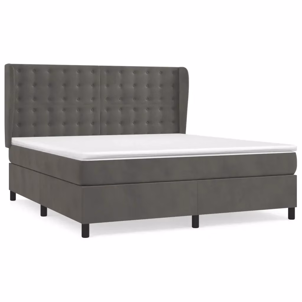 Letto Ibrido vidaXL con Struttura in Legno di Larice e Rivestimento in Velluto Grigio e Bianco L/P/H: 160 x 203 x 128 cm – 2