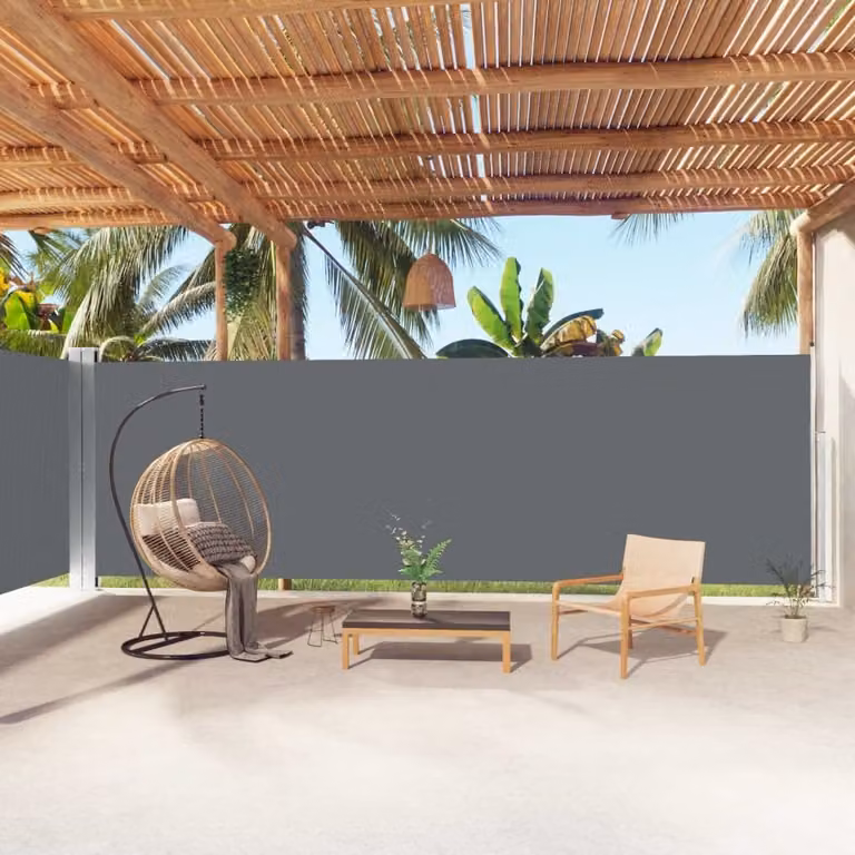 The Living Store Tenda laterale estensibile antracite 200x1000 cm