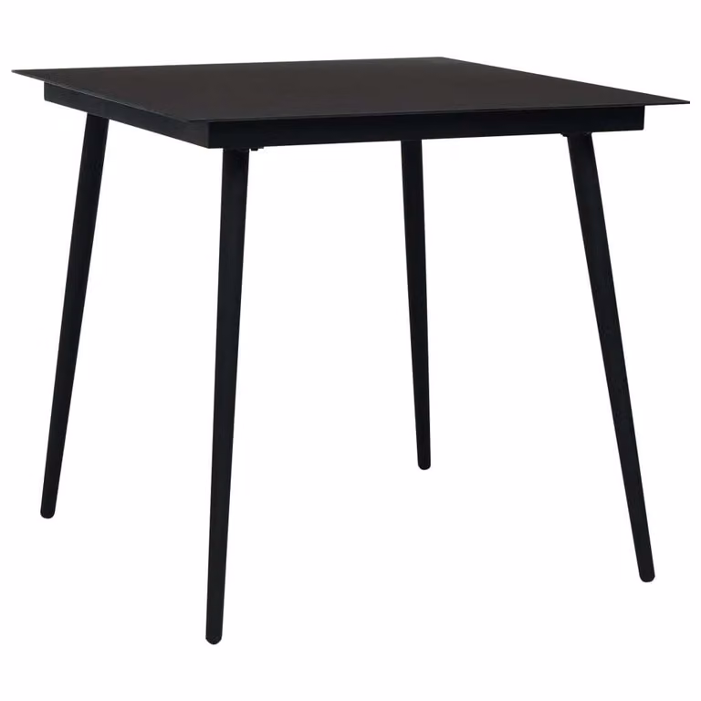 The Living Store Tavolo da pranzo da giardino nero 80x80x74 cm in acciaio e vetro