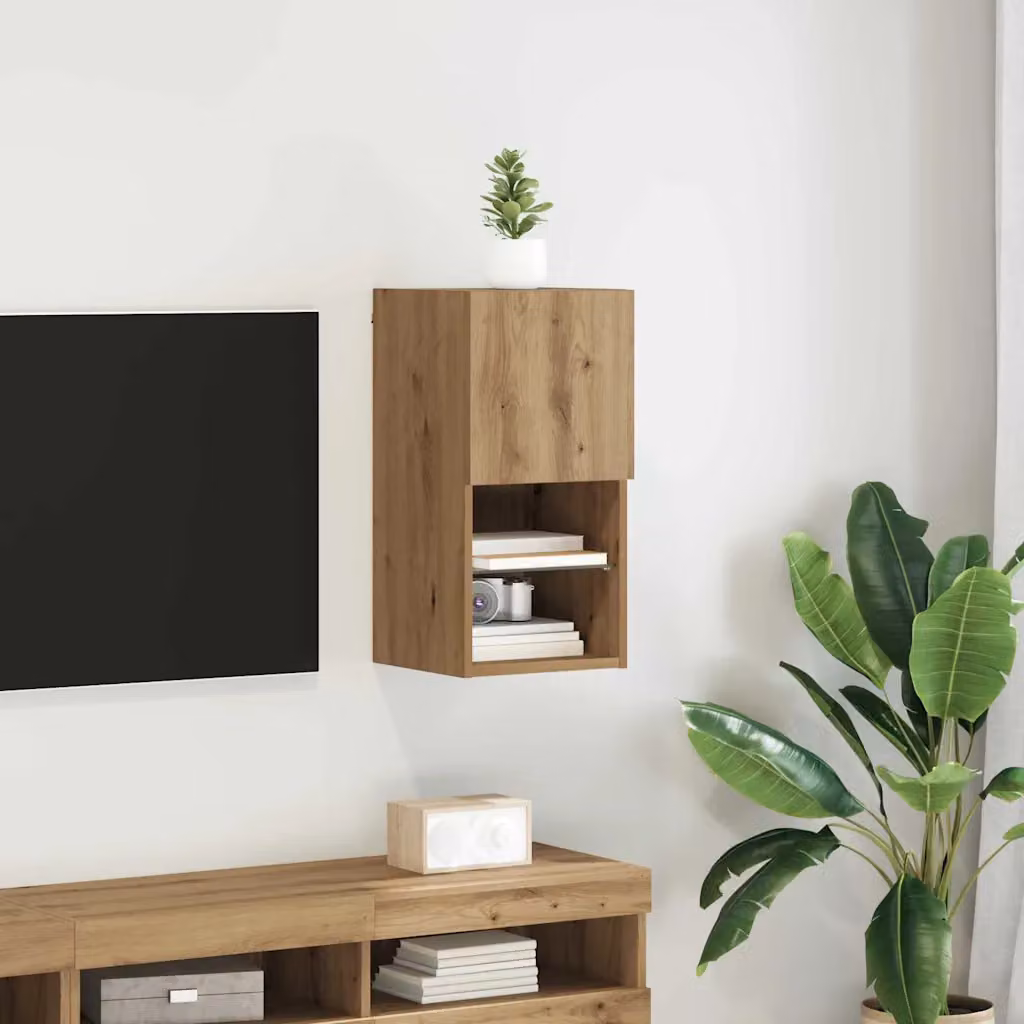 Mobile TV da parete vidaXL in legno Rovere, marrone, L: 30,5 cm, P: 30 cm, H: 60 cm