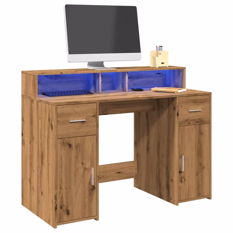 Maison Exclusive - Scrivania con Luci LED Rovere 120x55x91 cm in Legno Multistrato
