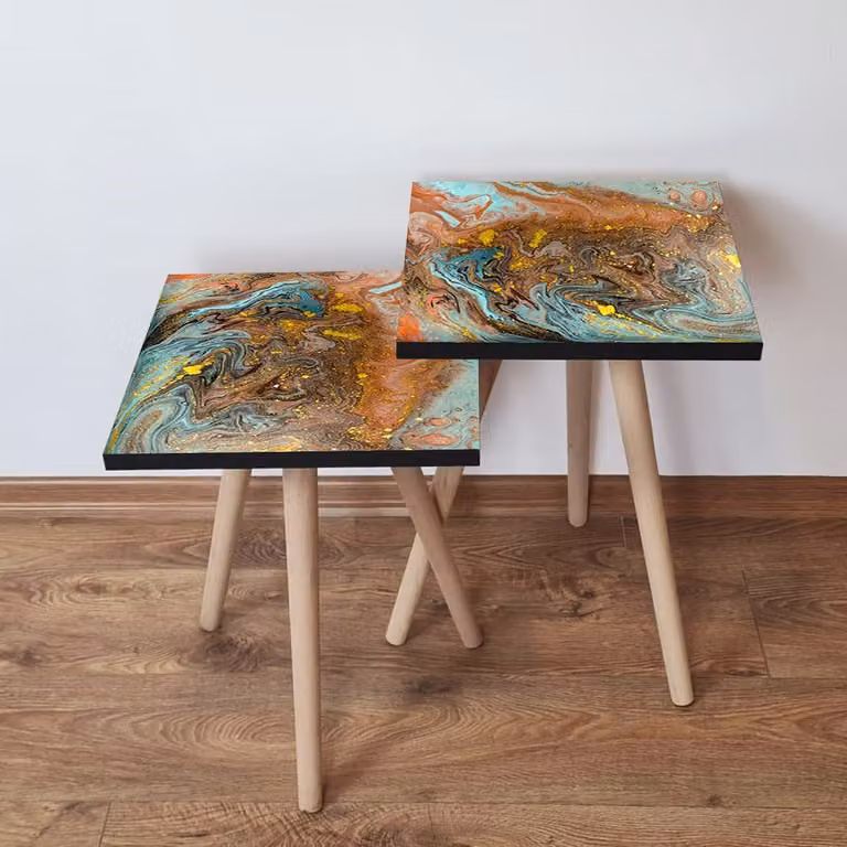 Skye Decor, 2Shp280 - Multicolor, tavolino (2 pezzi), multicolore, 100% MDF, 35 x 35 x 47 cm