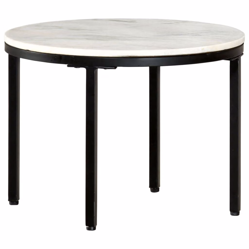 Maison Exclusive - Tavolino bianco e nero Ø 50 cm in vero marmo