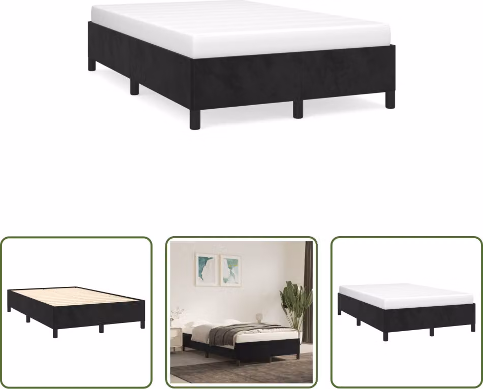 The Living Store struttura letto nera 120x190 cm in velluto