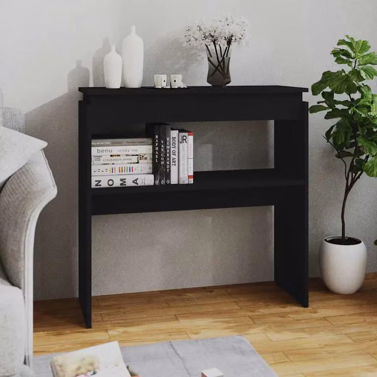 vidaXL Tavolino Consolle Moderno Nero in Legno, L/P/H: 80 x 30 x 80 cm