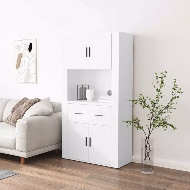 Credenza moderna bianca vidaXL in legno e MDF da appendere al muro