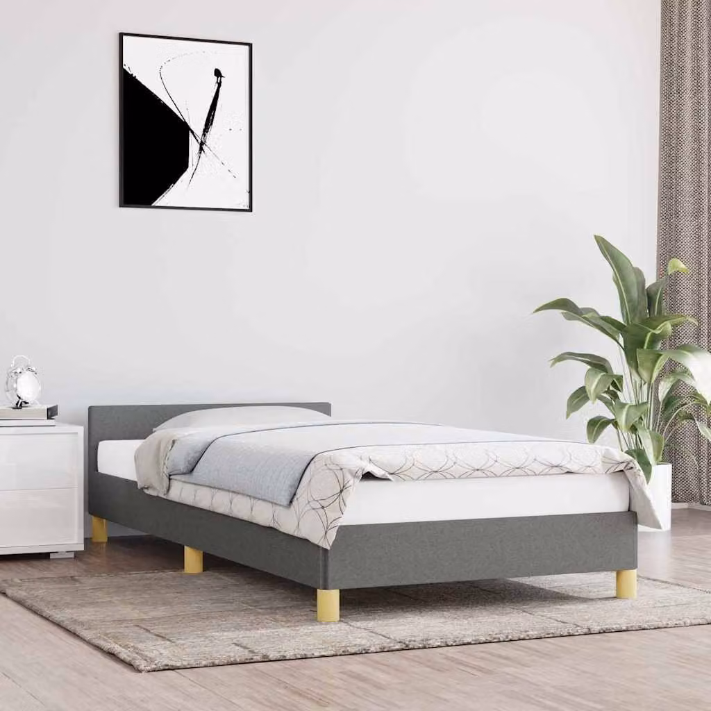vidaXL Giroletto senza Materasso in Tessuto Grigio con Doghe in Legno L/P: 80 x 200 cm