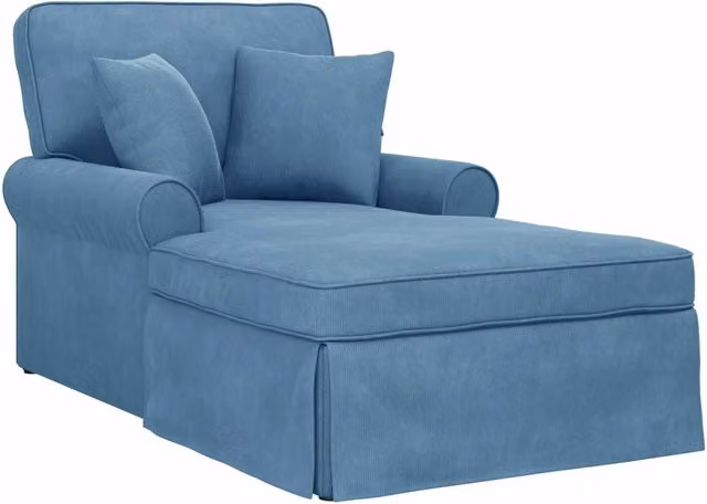 Chaise Longe con Gonna con cuscino 3 pz Blu Tessuto in Cords CFW6190751