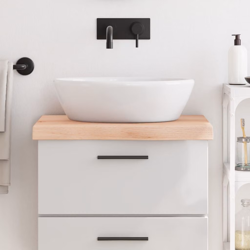 Piano Bagno vidaXL in Legno Massello Non Trattato, Colore Marrone e Beige, L/P/H: 60 x 60 x 60 cm