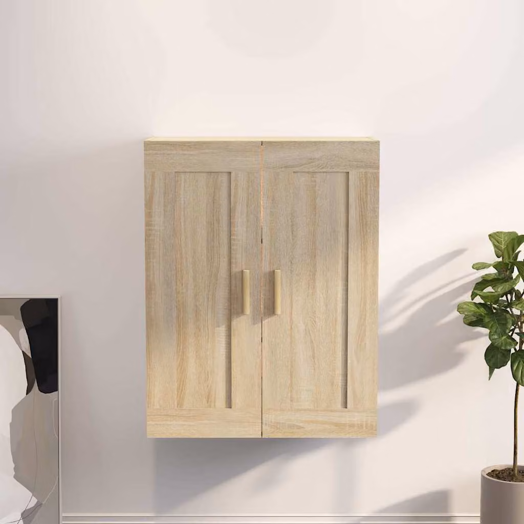 Pensile moderno vidaXL in legno Rovere Sonoma marrone con ripiani interni e ante a battente L/P/H: 69,5 x 32,5 x 90 cm