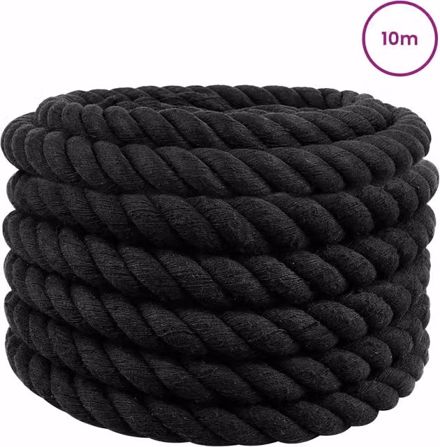 Fune in cotone nera DESIGN IN, L/P/H: 6 x 6 x 1000 cm