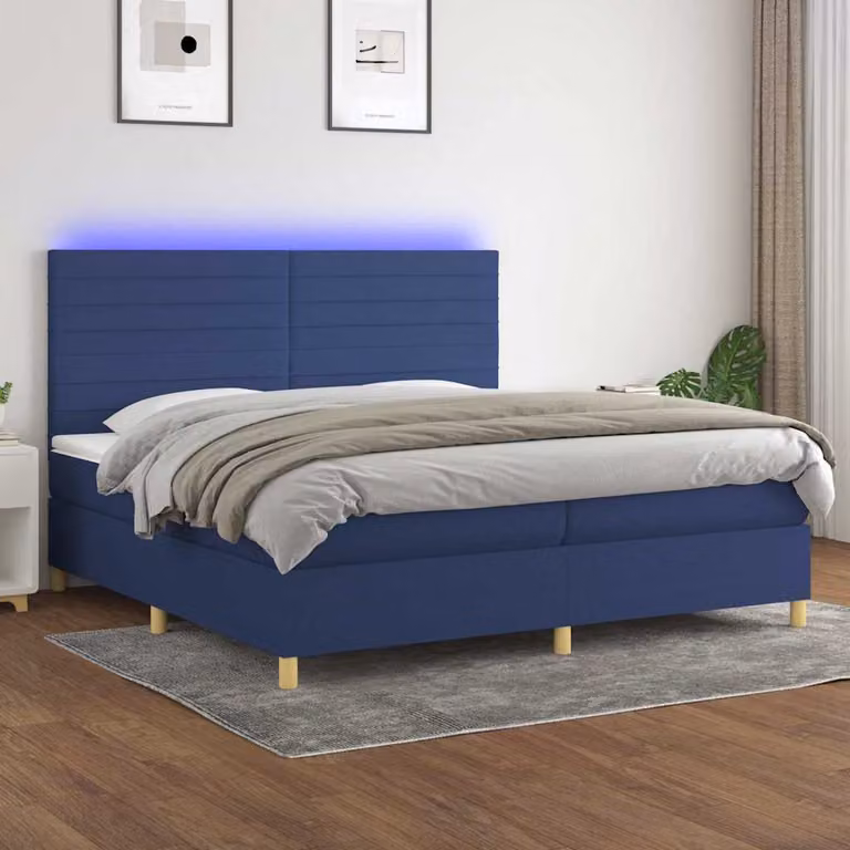 Letto Ibrido vidaXL con Materasso e Illuminazione LED Blu e Porte USB, L/P: 200 x 200 cm